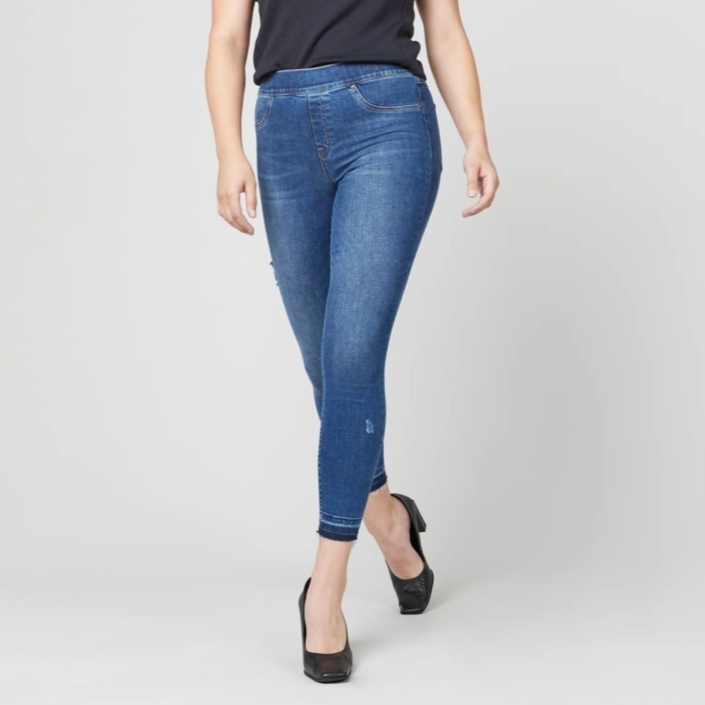 SPANX Distressed Ankle Skinny Jeans Medium Wash NWT